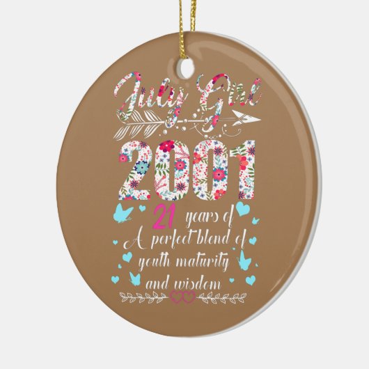 Juli Meisje 2001 21ste verjaardag Gifts 21 Keramisch Ornament (Links)