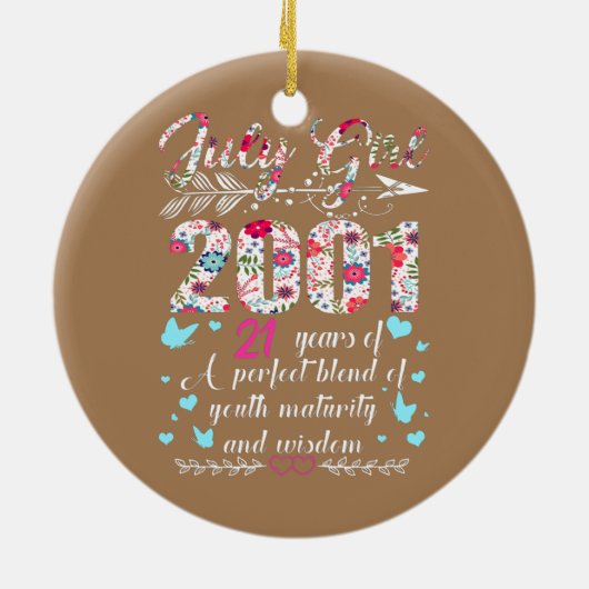 Juli Meisje 2001 21ste verjaardag Gifts 21 Keramisch Ornament (Achterkant)