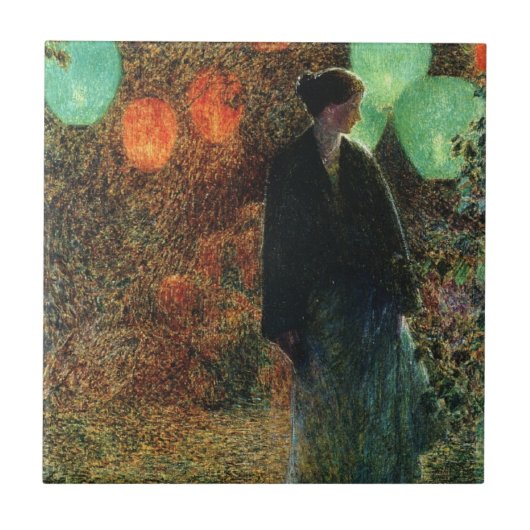 Juli Nacht (door Childe Hassam) Tegeltje (Voorkant)