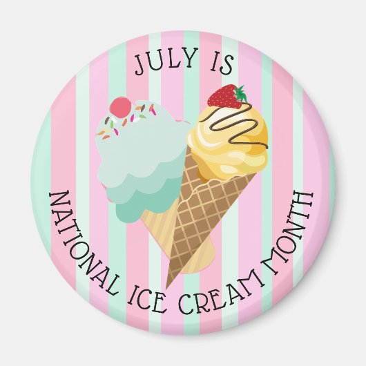 Juli Nationale Ice Cream Month koelkast Magnet (Voorkant)