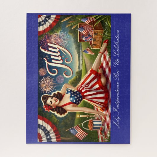 Juli Onafhankelijkheid Pin-Up Viering Legpuzzel (Verticaal)