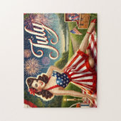 Juli Onafhankelijkheids-Pin-Up Viering Legpuzzel (Verticaal)