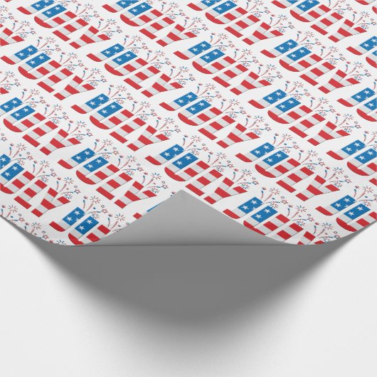 Juli Party Maand Amerikaanse sterren en strepen Cadeaupapier (Hoek)