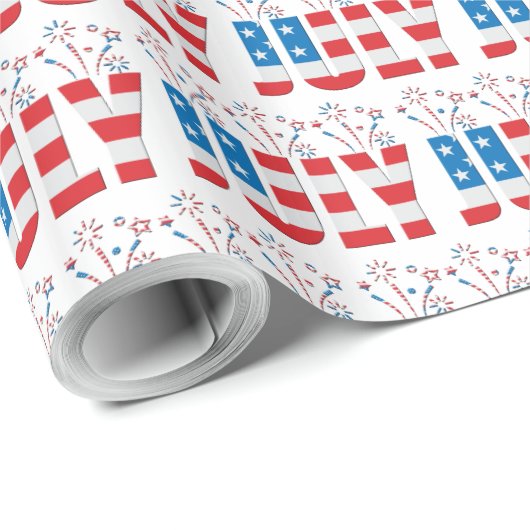 Juli Party Maand Amerikaanse sterren en strepen Cadeaupapier (Rol Hoek)