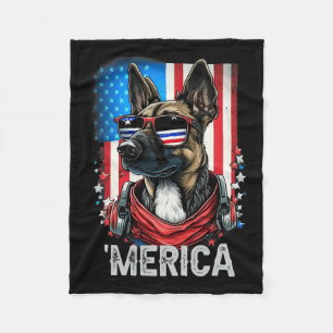 Juli Patriottische Belgische Malinois hond Amerika Fleece Deken