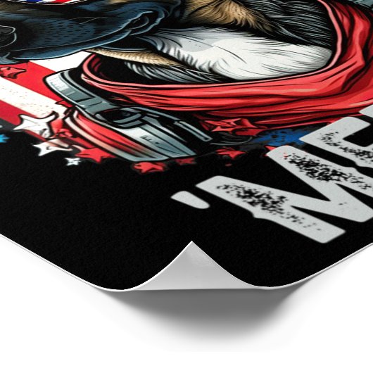 Juli Patriottische Belgische Malinois hond Amerika Poster (Hoek)