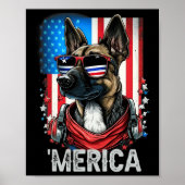 Juli Patriottische Belgische Malinois hond Amerika Poster (Voorkant)