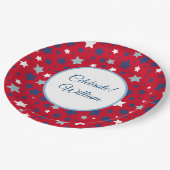 Juli personaliseer Naam Rood Wit Blauw Papieren Bordje (Gekanteld)