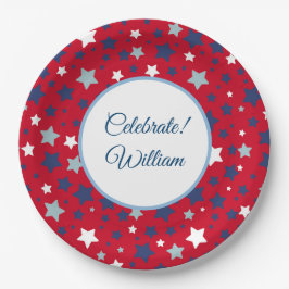 Juli personaliseer Naam Rood Wit Blauw Papieren Bordje