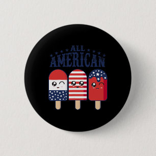 Juli Popsicle Amerikaanse vlag Patriottische Zomer Ronde Button 5,7 Cm