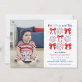 Juli Rood Wit en Twee Meisjes 2e Verjaardag Foto Kaart (Voorkant)