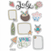 Juli-stickerblad – Pret in de zon Sticker (Voorkant)