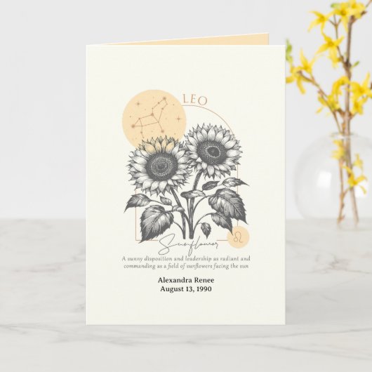 Juli tot augustus Geboorte Bloem Aangepaste Verjaa Kaart (Gele Bloem)