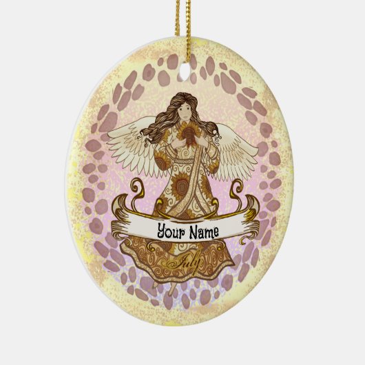 Juli Verjaardag Angel verjaardag aangepaste orname Keramisch Ornament (Rechts)