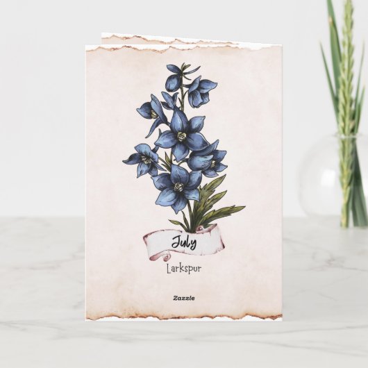 Juli Verjaardag Bloem Kaart (Achterkant)