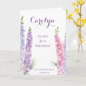 Juli Verjaardag Geboorte Maand Bloem Larkspur Kaart (Gele Bloem)