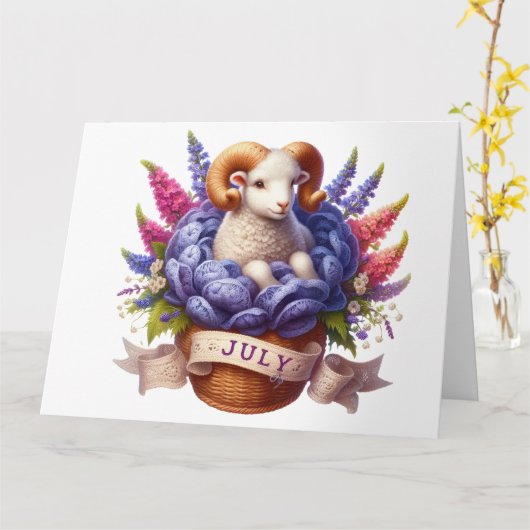 Juli Verjaardag Kaart (Gele Bloem)