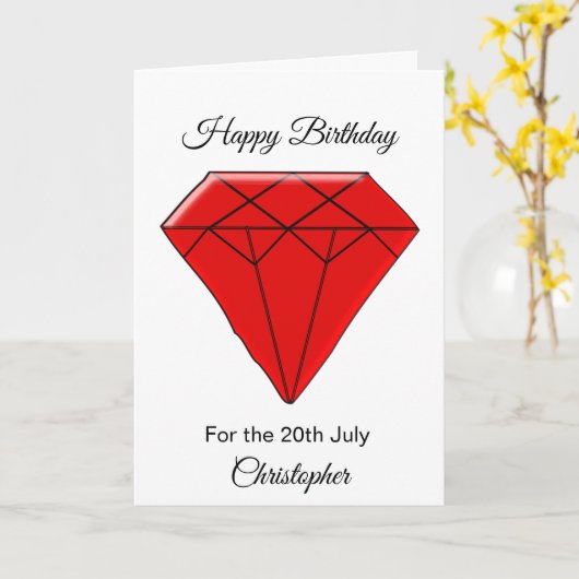 Juli Verjaardag Kaart - Ruby (Gele Bloem)