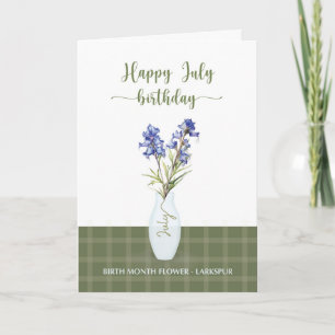 Juli Verjaardag Larkspur Geboorte Maand Bloem Kaart