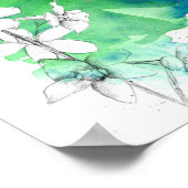 Juli Verjaardag Waterlelie Larkspur Vijver Bloemen Poster (Hoek)