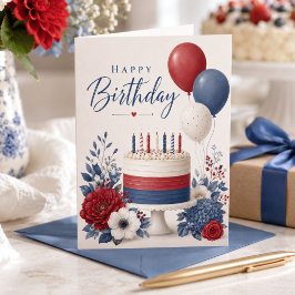 Juli Verjaardagskaart Rood Wit & Blauw Kaart