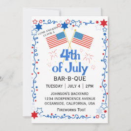 Juli Vierde Amerikaanse vlag kale adelaar BBQ vuur Kaart