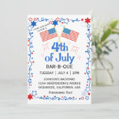 Juli Vierde Amerikaanse vlag kale adelaar BBQ vuur Kaart (Staand voorkant)