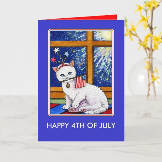 Juli vierde kat kaart (Gele Bloem)