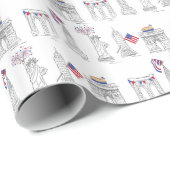 Juli Vierde Patriotic New York City NYC Landmarks Cadeaupapier (Rol Hoek)