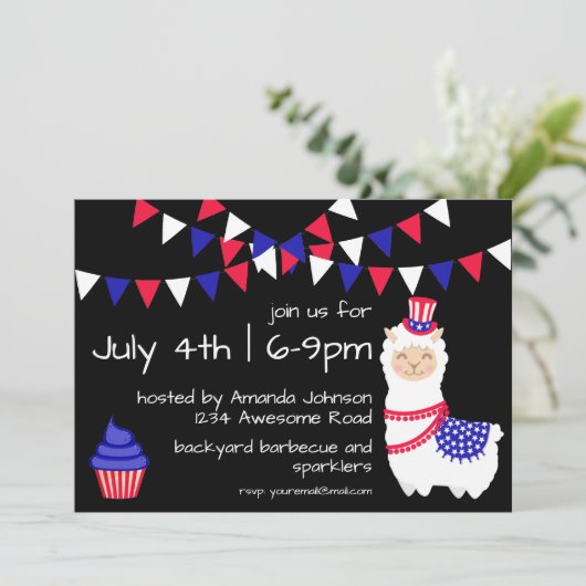 Juli Vierde Uitnodiging van de Partij van Llama (Staand voorkant)