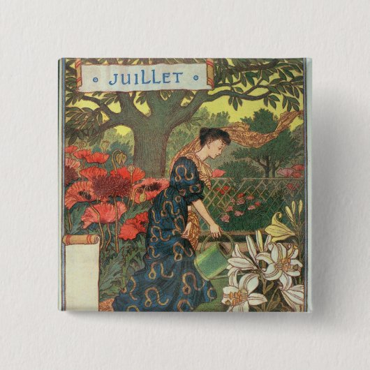 Juli Vierkante Button 5,1 Cm (Voorkant)