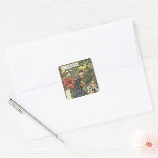 juli vierkante sticker (Envelop)