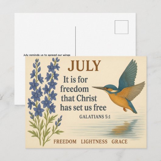 Juli Vrijheid Inspirerende Kolibrie Briefkaart (Voorkant / Achterkant)
