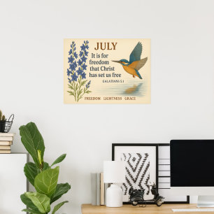 Juli Vrijheid Inspirerende Kolibrie Poster