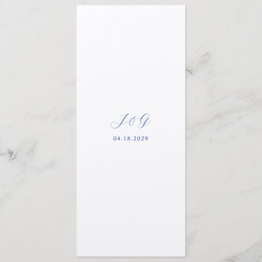 Julia Blue Traditionele Elegante Bruiloft Menu (Achterkant)