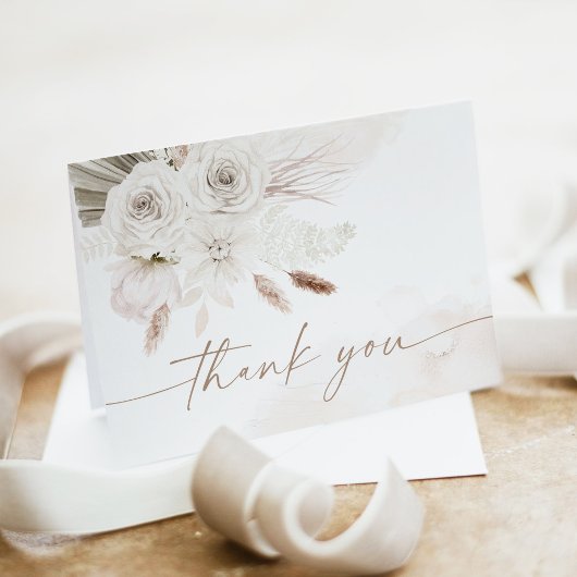JULIA Boho Bloem Pearls & Prosecco Bruidsfeest Bedankkaart