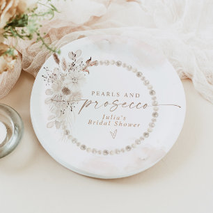 JULIA Boho Bloem Pearls & Prosecco Bruidsfeest Papieren Bordje