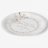 JULIA Boho Bloem Pearls & Prosecco Bruidsfeest Papieren Bordje (Gekanteld)