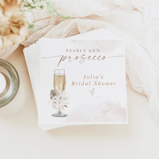 JULIA Boho Bloem Pearls & Prosecco Bruidsfeest Servet