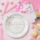 JULIA Boho Bloemen & Prosecco Bruidsfeest Papieren Bordje (Feest)