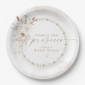 JULIA Boho Bloemrijke Parels & Prosecco Bruidsfees Papieren Bordje (Voorkant)