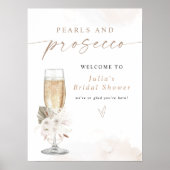 JULIA Boho Floral Pearls & Prosecco Vrijgezellenfe Poster (Voorkant)