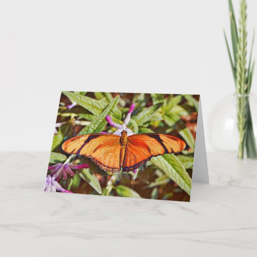 Julia Butterfly over wilde bloemen Art Note Kaart (Voorkant)