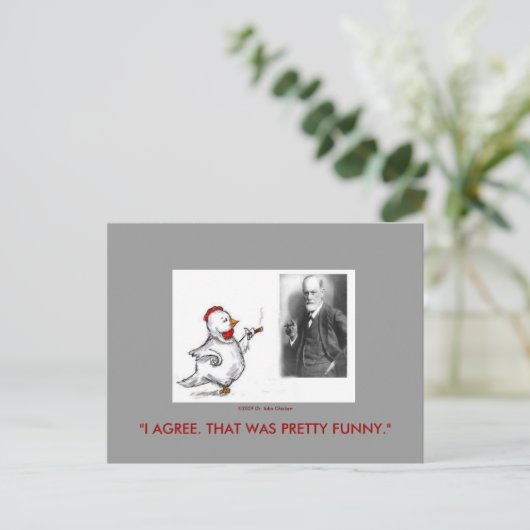 Julia Chicken en Sigmund Freud Face Off Briefkaart (Staand voorkant)