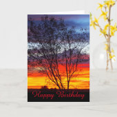 Julia Creek zonsondergang silhouet blanco verjaard Kaart (Gele Bloem)