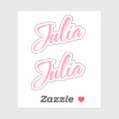 Julia Decoratieve Naam in Roze x2 Sticker (Vel)