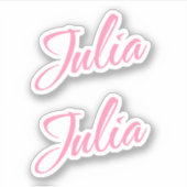 Julia Decoratieve Naam in Roze x2 Sticker (Voorkant)