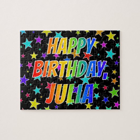 "JULIA" First Name, Fun "HAPPY BIRTHDAY" Legpuzzel (Horizontaal)