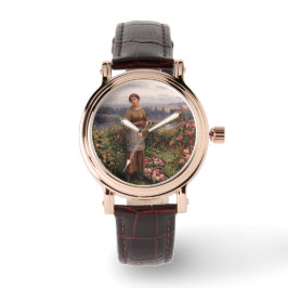 Julia Gathering Rozen (Beauful Girl en Flowers) Horloge