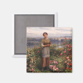 Julia Gathering Rozen (Beauful Girl en Flowers) Magneet (Voorkant / Achterkant)